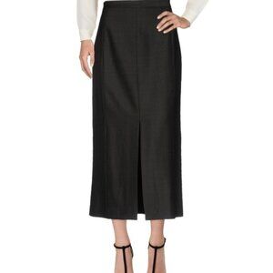 PROTAGONIST midi pencil skirt w slits sz 4 charcoal stretch wool blend
